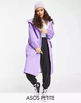 Фиолетовая прорезиненная плащ-парка ASOS DESIGN Petite