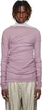 Фиолетовая прозрачная драпированная футболка Dries Van Noten