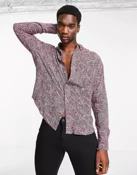 Фиолетовая рубашка оверсайз в стиле 90-х ASOS DESIGN с принтом пейсли