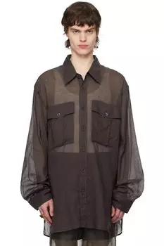 Фиолетовая рубашка свободного покроя из хлопка Dries Van Noten