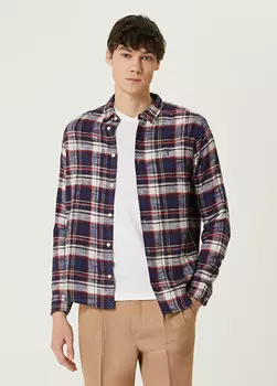 Фиолетовая рубашка в клетку Lakeshore Allsaints, белый