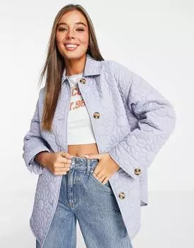 Фиолетовая стеганая куртка с цветочным принтом ASOS DESIGN