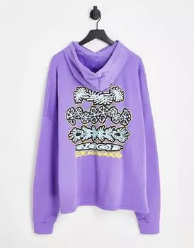 Фиолетовая толстовка оверсайз с графическим принтом на спине ASOS DESIGN