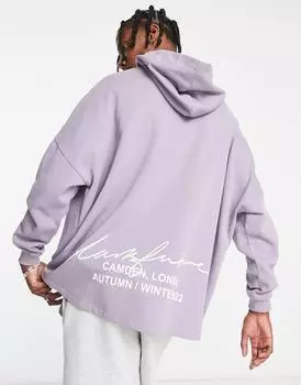 Фиолетовая толстовка оверсайз с принтом логотипов спереди и сзади ASOS Dark Future