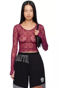 Фиолетовая укороченная футболка Moonogram Second Skin Marine Serre