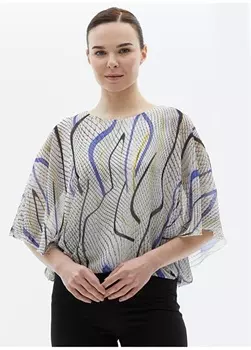 Фиолетовая женская блузка с круглым вырезом и принтом Selen