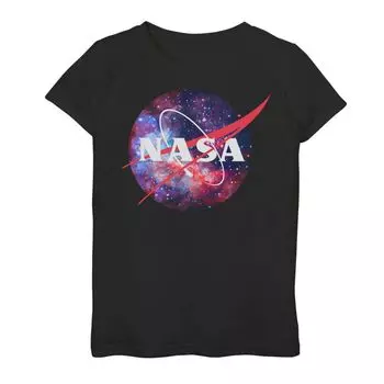 Фиолетово-розовая футболка NASA с логотипом и графическим рисунком в стиле галактики для девочек 7–16 лет Licensed Character