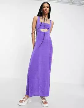 Фиолетовое облегающее платье макси без косточек Topshop со швами
