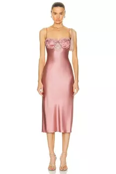 Фиолетовое платье-комбинация с пайетками и вышивкой Fleur Du Mal, розовый