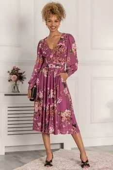 Фиолетовое платье Phoebe с длинными рукавами и сеткой Jolie Moi, фиолетовый