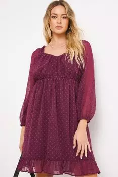 Фиолетовое платье с рюшами из ткани добби Simply Be, фиолетовый