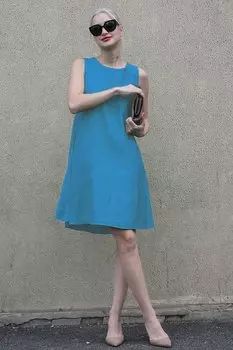 Фиолетовое повседневное льняное платье с нулевыми рукавами MG1831 MADMEXT, синий