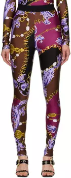 Фиолетовые леггинсы от кутюр с цепочкой Versace Jeans Couture