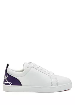 Фиолетовые мужские кожаные кроссовки Christian Louboutin, белый