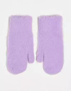 Фиолетовые пушистые варежки ASOS DESIGN