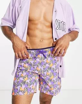 Фиолетовые шорты Nike Swim 7 дюймов с принтом 90-х