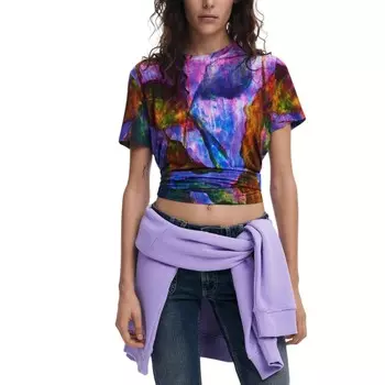 Фиолетовые вискозные топ и футболка Desigual