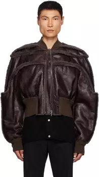 Фиолетовый бомбер из овчины Rick Owens с поясками