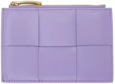 Фиолетовый держатель для карт на молнии Intrecciato Bottega Veneta