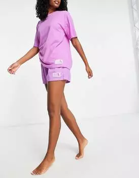 Фиолетовый комплект из трикотажной футболки и короткой пижамы ASOS DESIGN A Essentials