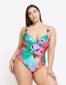 Фиолетовый текстурированный купальник River Island plus