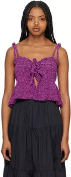 Фиолетовый топ с открытым передом GANNI