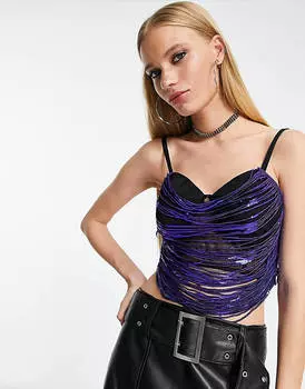 Фиолетовый топ с пайетками Reclaimed Vintage Drippy Festival