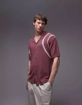 Фиолетовый трикотаж на пуговицах с воротником-стойкой Topman