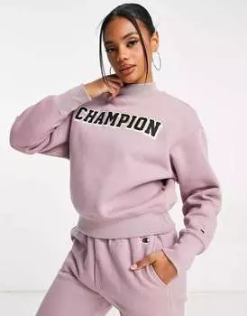 Фиолетовый укороченный свитшот с большим логотипом Champion