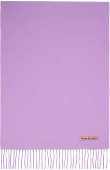 Фиолетовый узкий шерстяной шарф с бахромой Acne Studios, Bright purple