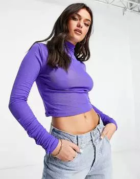 Фиолетовый воротник из текстурированной сетки с рюшами на рукавах Miss Selfridge