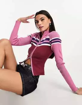 Фиолетовый вязаный джемпер на молнии Heartbreak