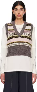 Фиолетовый жилет с рисунком GANNI