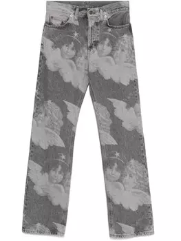 Fiorucci прямые джинсы с принтом, серый