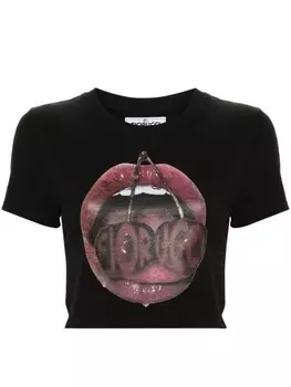 Fiorucci укороченная футболка с графичным принтом, черный