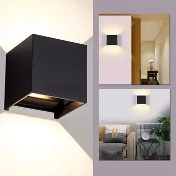 Fiqops светодиодный настенный светильник настенные светильники IP65 гостиная прихожая лампа лестница настенный светильник наружное украшение 12 Вт черный теплый белый