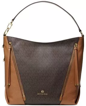 Фирменная большая сумка на плечо hobo brooklyn Michael Kors, мульти
