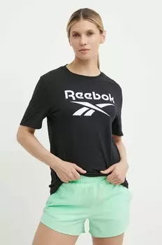 Фирменная хлопковая футболка Reebok, черный