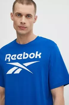 Фирменная хлопковая футболка Reebok, синий