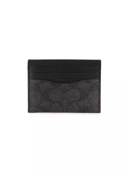 Фирменная холщовая и кожаная визитница COACH, угольный