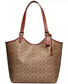 Фирменная холщовая сумка day tote с покрытием и съемным мешочком COACH, мульти