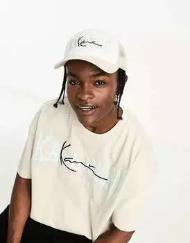 Фирменная кепка дальнобойщика колледжа Karl Kani бежево-белого цвета