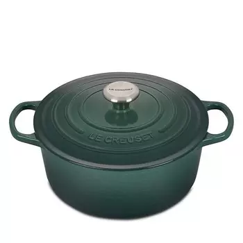 Фирменная круглая жаровня Le Creuset объемом 5,5 литра, зеленый