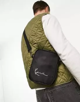 Фирменная маленькая сумка-мессенджер Karl Kani черного цвета