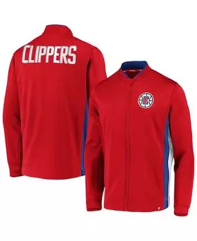 Фирменная мужская эксклюзивная куртка la clippers с воротником-стойкой и молнией во всю длину Fanatics, красный