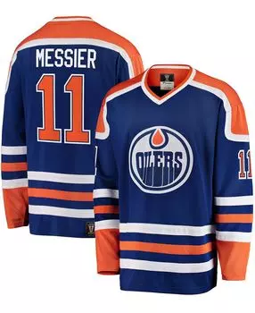 Фирменная мужская футболка mark messier blue edmonton oilers premier breakaway для пенсионеров Fanatics, синий