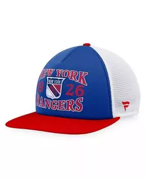 Фирменная мужская синяя/красная кепка New York Rangers Heritage в винтажном стиле из пеноматериала спереди Trucker Snapback Fanatics, синий