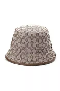 Фирменная панама из коричневого жаккарда Coach, коричневый