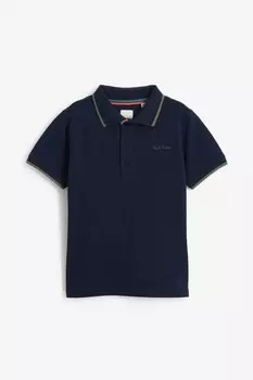 Фирменная рубашка-поло для мальчиков с короткими рукавами Paul Smith Junior, синий