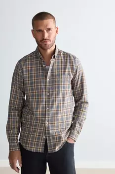 Фирменная рубашка в клетку с длинными рукавами Next, серый
